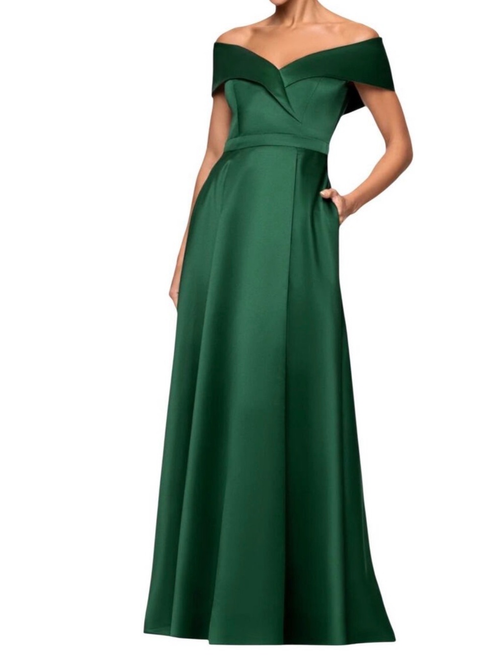 Elegant Emerald Green Satin A-Line Dress